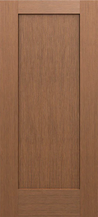 One-panel woodgrain fiberglass entry door